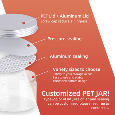 사용자 지정 PET 플라스틱 항아리 컨테이너 CQC 뚜?? 이있는 투명한 PET 플라스틱 항아리